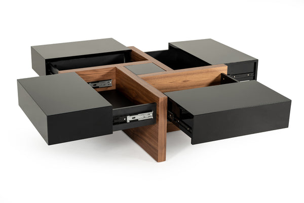 VIG Furniture Modrest Makai Modern Black & Walnut Coffee Table VGBBLE624E-BLK