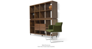 Soho Flat Green Camira Wool And Malta Bookcase