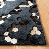 Manhattan 101 Contemporary Hand Tufted 70% Bamboo Silk, 20% Leather Rug Black