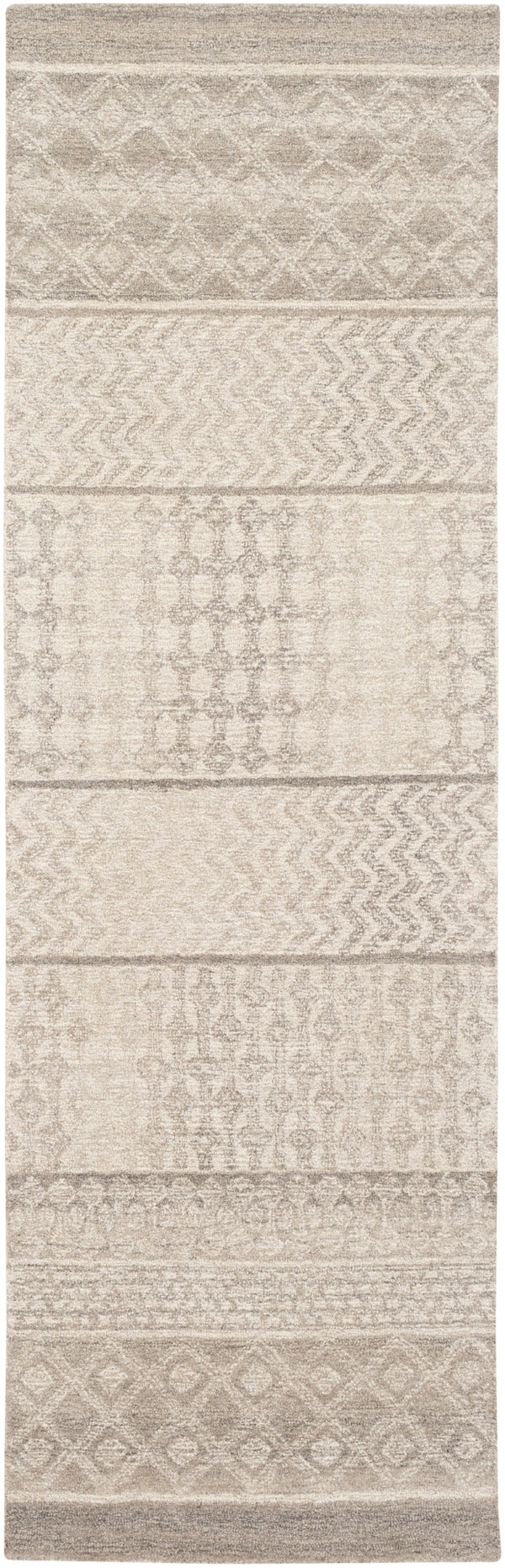 Maroc MAR-2300 Global Wool Rug MAR2300-268 Taupe, Ivory, Beige, Camel, Dark Brown 100% Wool 2'6" x 8'