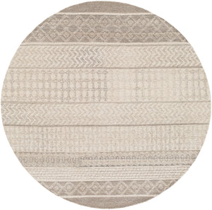 Maroc MAR-2300 Global Wool Rug MAR2300-6RD Taupe, Ivory, Beige, Camel, Dark Brown 100% Wool 6' Round