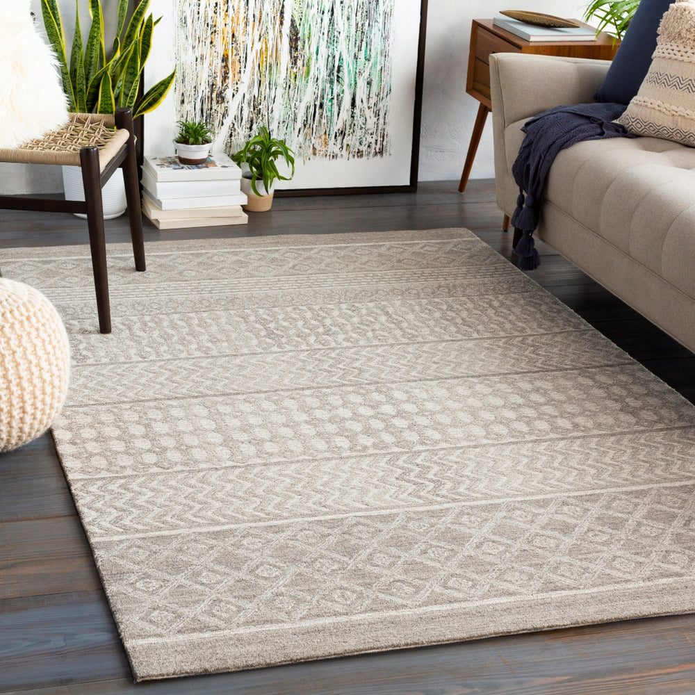 Maroc MAR-2300 Global Wool Rug MAR2300-912 Taupe, Ivory, Beige, Camel, Dark Brown 100% Wool 9' x 12'