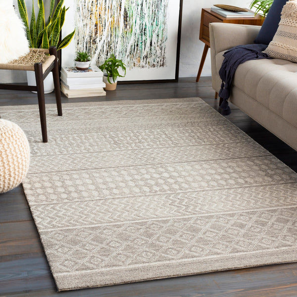 Maroc MAR-2300 Global Wool Rug MAR2300-912 Taupe, Ivory, Beige, Camel, Dark Brown 100% Wool 9' x 12'