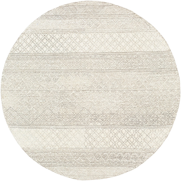 Maroc MAR-2302 Global Wool Rug MAR2302-6RD Cream, Camel, Taupe, Dark Brown 100% Wool 6' Round