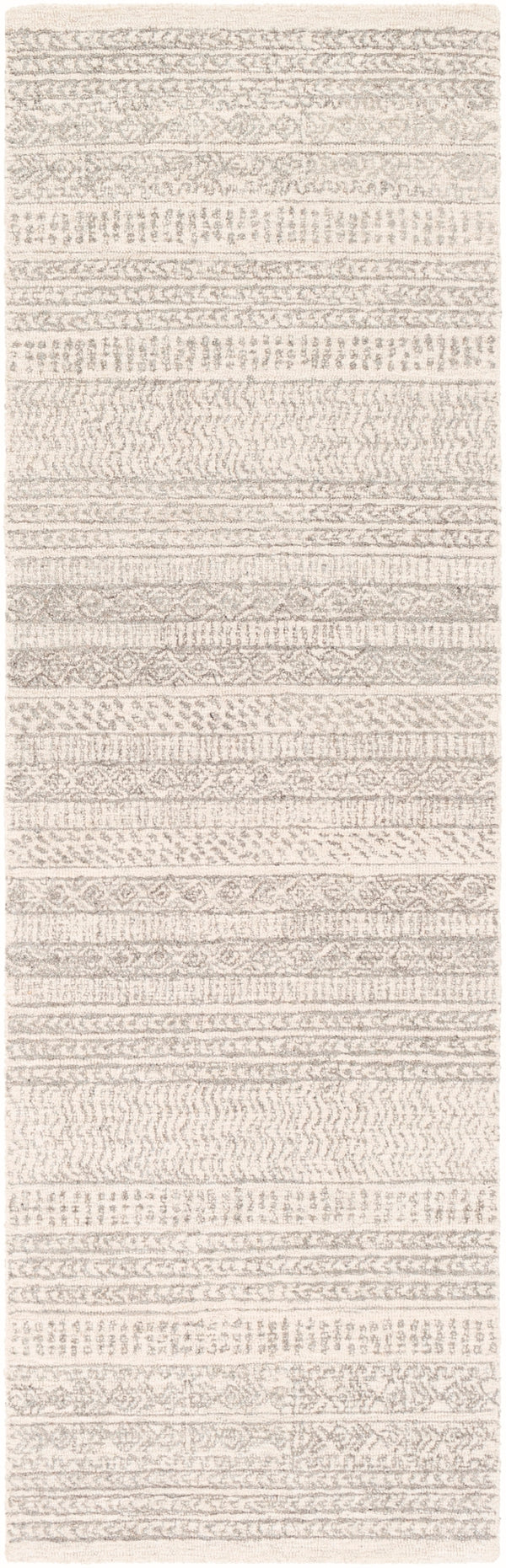 Maroc MAR-2303 Global Wool Rug MAR2303-268 Cream, Camel, Taupe, Dark Brown, Medium Gray 100% Wool 2'6" x 8'
