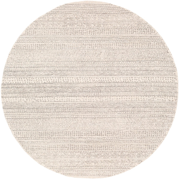 Maroc MAR-2303 Global Wool Rug MAR2303-6RD Cream, Camel, Taupe, Dark Brown, Medium Gray 100% Wool 6' Round