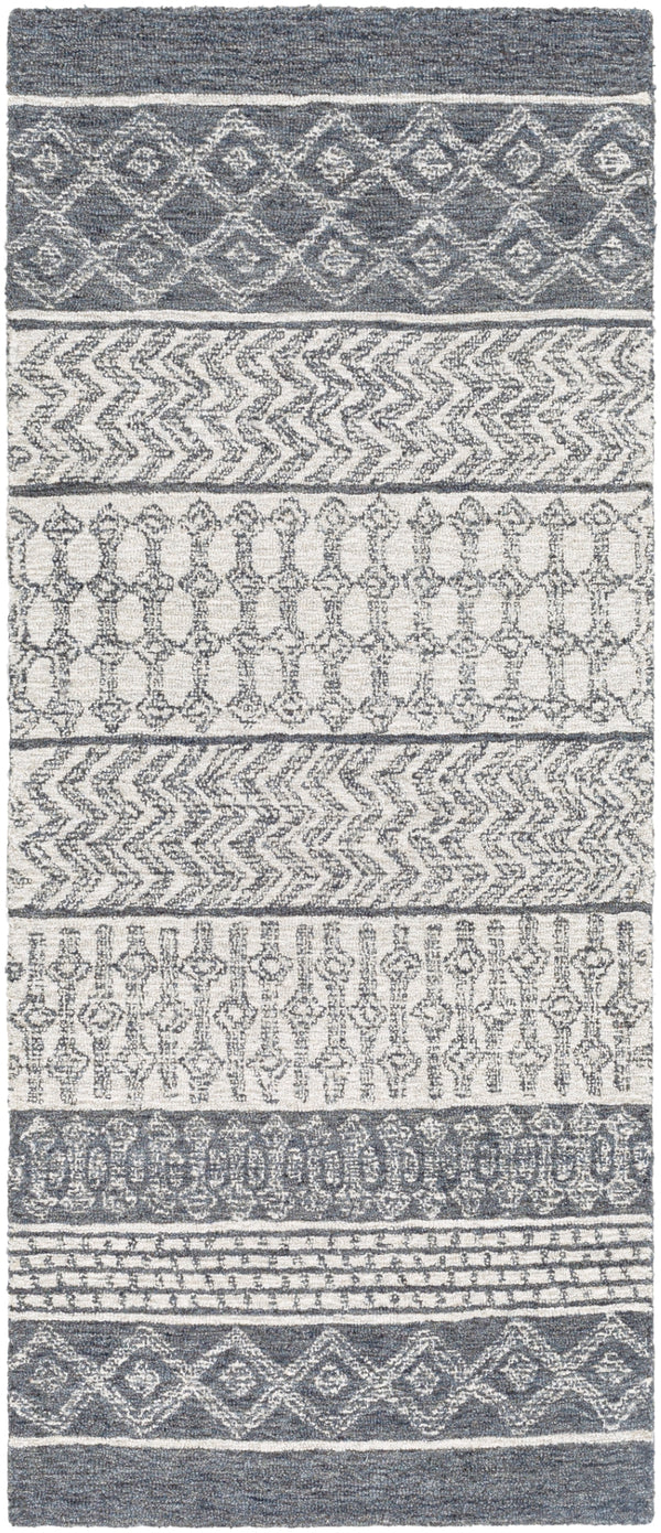 Maroc MAR-2305 Global Wool Rug MAR2305-266 Beige, Ivory, Charcoal 100% Wool 2'6" x 6'