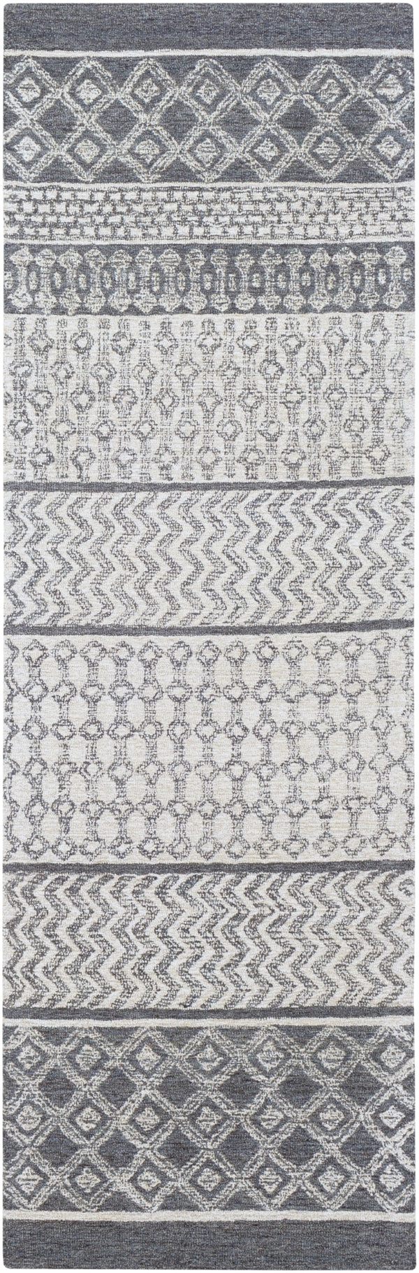 Maroc MAR-2305 Global Wool Rug MAR2305-268 Beige, Ivory, Charcoal 100% Wool 2'6" x 8'
