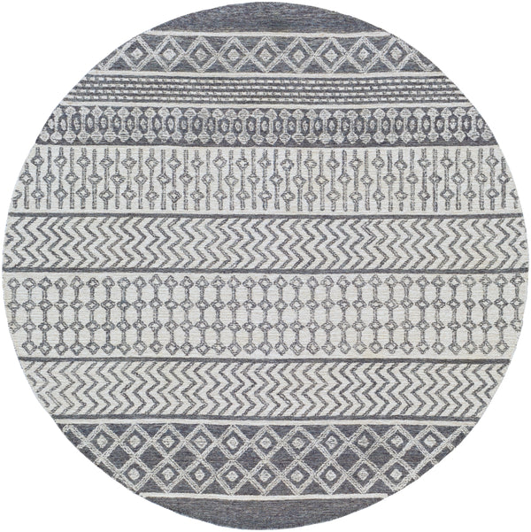 Maroc MAR-2305 Global Wool Rug MAR2305-6RD Beige, Ivory, Charcoal 100% Wool 6' Round