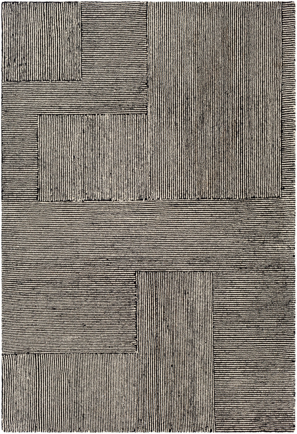 Maroc MAR-2320 Modern Wool Rug MAR2320-81012 Black, Beige 100% Wool 8'10" x 12'