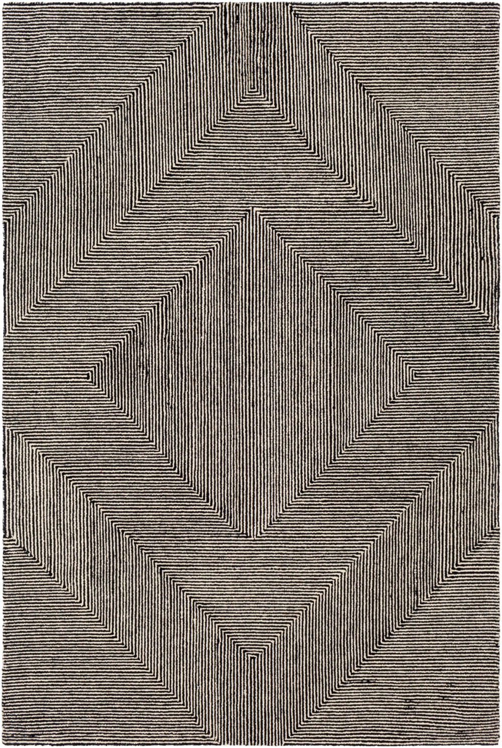 Maroc MAR-2321 Modern Wool Rug MAR2321-81012 Beige, Black 100% Wool 8'10" x 12'