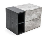 VIG Furniture Nova Domus Maranello - Modern Grey Wash & Faux Marble Nightstand VGMAMQT-S25-BR-121-GRY-NS