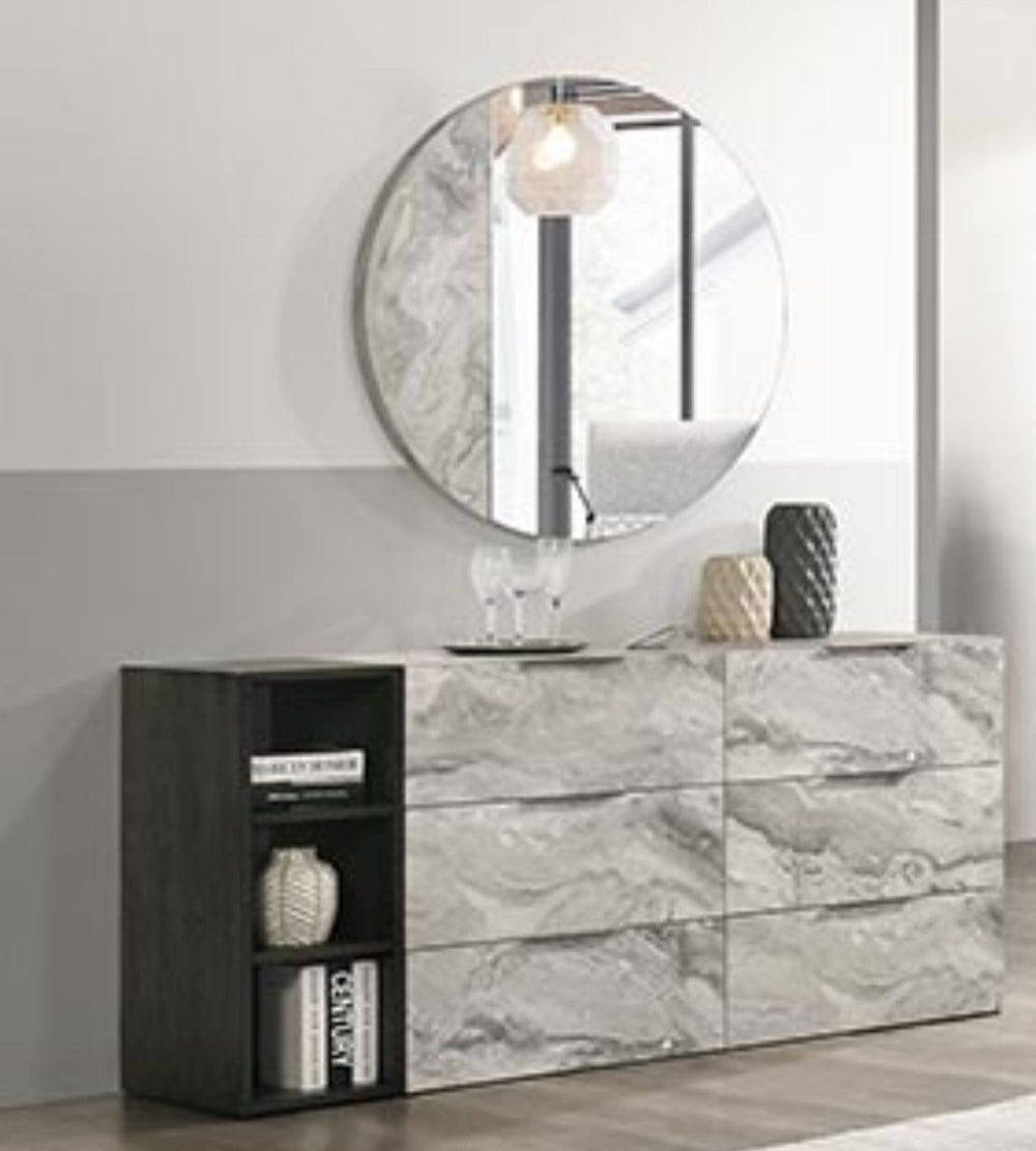 VIG Furniture Nova Domus Maranello - Modern Grey Faux Marble Mirror VGMAMQT-S25-BR-121-GRY-MIR