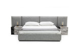 Nova Domus Maranello - Modern Grey Fabric Bed w/ Two Nightstands - QUEEN