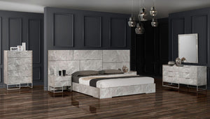 VIG Furniture Nova Domus Marbella - Italian Modern Grey Marble Bed w/ 2 Nightstands VGACMARBELLA-GRY-BED