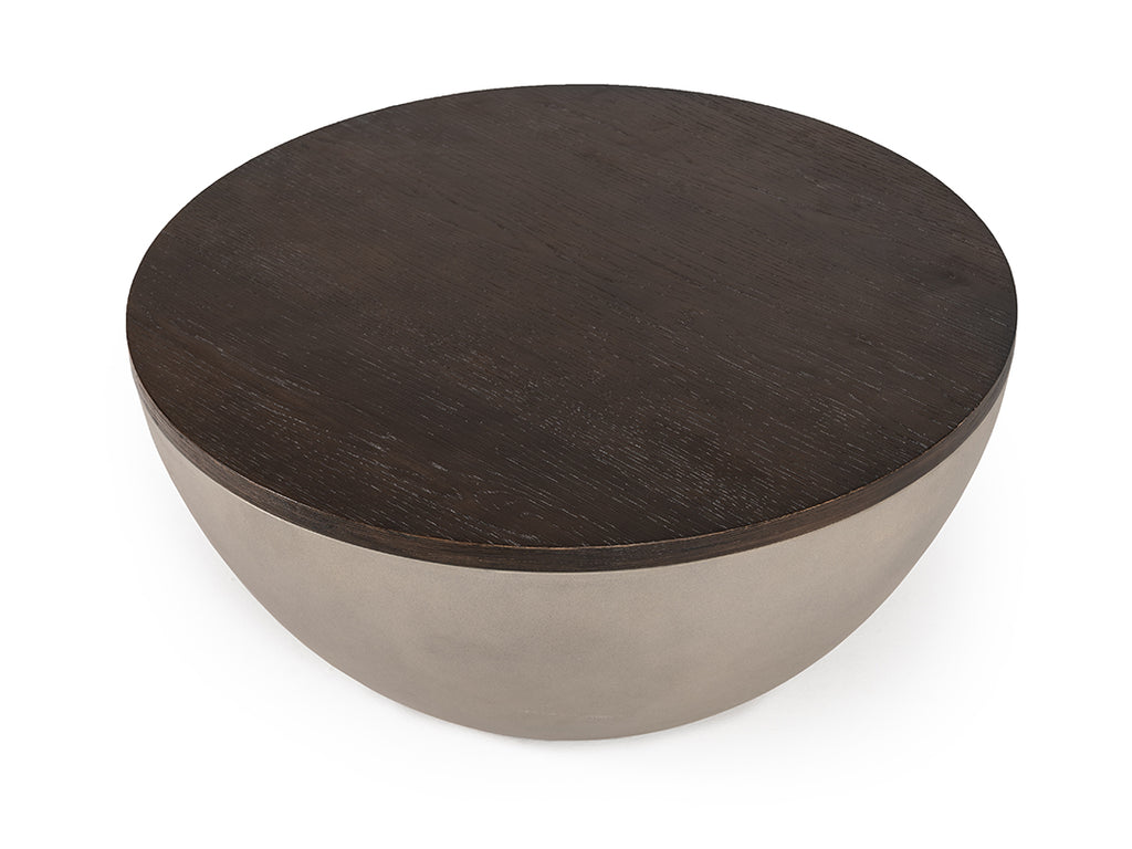 VIG Furniture Modrest Marie Modern Concrete & Brown Oak Round Coffee Table VGLBRYAN-CF70-02