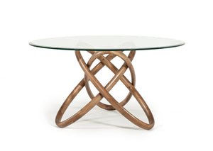 VIG Furniture Modrest Mason Modern Round Glass & Walnut Dining Table VGCSDT-16138