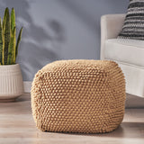 Stekar Boho Handcrafted Tufted Fabric Cube Pouf, Natural Noble House