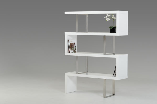 VIG Furniture Modrest Maze Modern White High Gloss Bookcase VGBBMD105-WHT