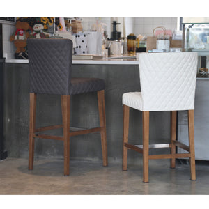 Albie Diamond Stitching Leatherette Counter Stool Danburry White