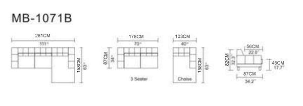 VIG Furniture Divani Casa Forli - Modern Grey Fabric Right Facing Sectional Sofa VGMB-1071B-GRY-RAF