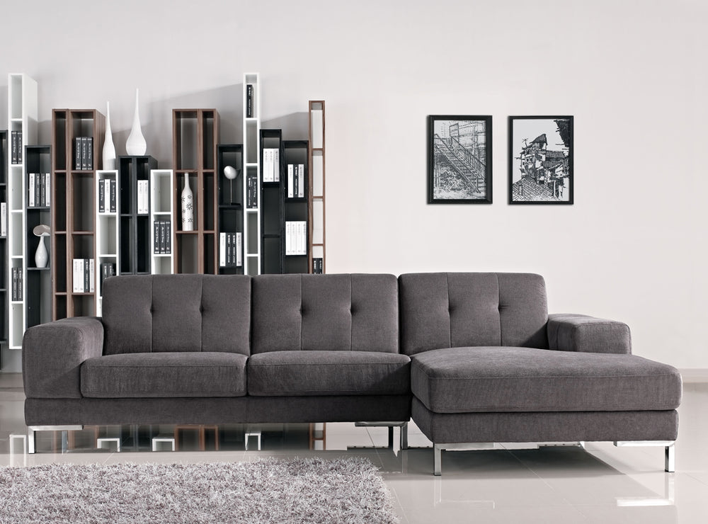 VIG Furniture Divani Casa Forli - Modern Grey Fabric Right Facing Sectional Sofa VGMB-1071B-GRY-RAF