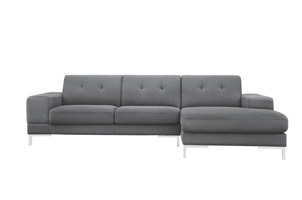 VIG Furniture Divani Casa Forli - Modern Grey Fabric Right Facing Sectional Sofa VGMB-1071B-GRY-RAF