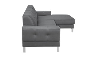VIG Furniture Divani Casa Forli - Modern Grey Fabric Right Facing Sectional Sofa VGMB-1071B-GRY-RAF