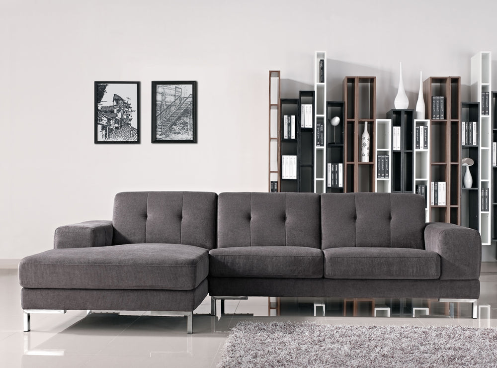 VIG Furniture Divani Casa Forli - Modern Grey Fabric Left Facing Sectional Sofa VGMB-1071B-GRY-LAF