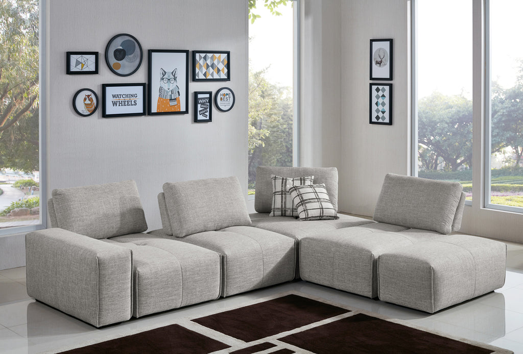 Divani Sectional - Modern English Fabric Casa – Modular Platte Elm Grey Sofa