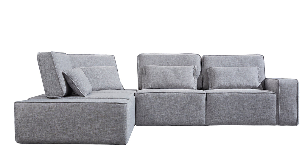 VIG Furniture Divani Casa Chapel - Modern Light Grey Fabric Sectional Sofa + Ottoman VGMB-1686-GRY