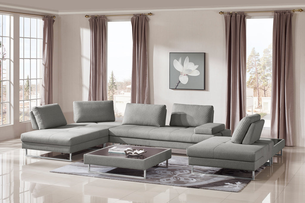 VIG Furniture Divani Casa Baxter - Modern Grey Fabric Sectional Sofa + Coffee Table VGMB-1766-GRY
