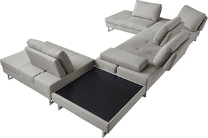 VIG Furniture Divani Casa Baxter - Modern Grey Fabric Sectional Sofa + Coffee Table VGMB-1766-GRY