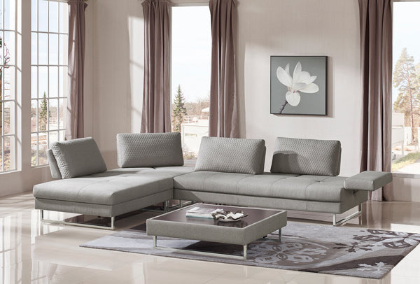 VIG Furniture Divani Casa Baxter - Modern Grey Fabric Sectional Sofa + Coffee Table VGMB-1766-GRY