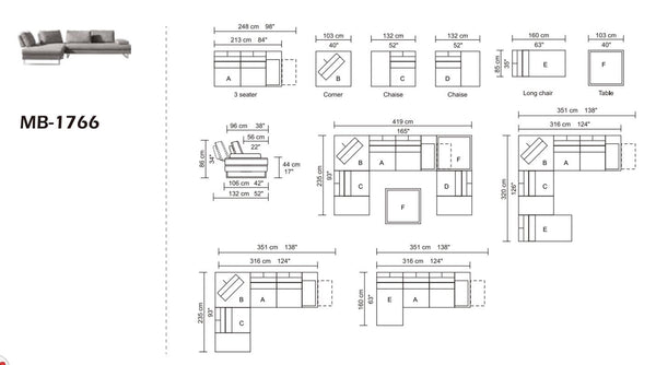 VIG Furniture Divani Casa Baxter - Modern Grey Fabric Sectional Sofa + Coffee Table VGMB-1766-GRY