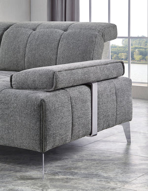 VIG Furniture Divani Casa Nash - Modern Grey Fabric Sectional Sofa Adjustable Backrest VGMB-1808-GRY
