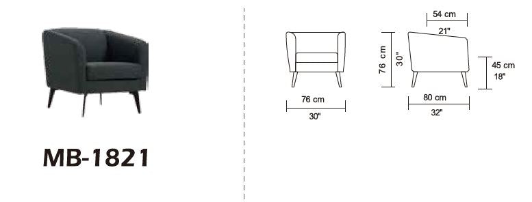 VIG Furniture Divani Casa Bannack Modern Light Grey Fabric Lounge Chair VGMB-1821-LTGRY