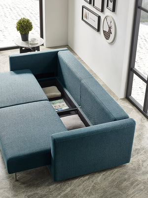VIG Furniture Divani Casa Fredonia Modern Blue-Green Fabric Sofa Bed w/ Storage VGMB-1901-BG