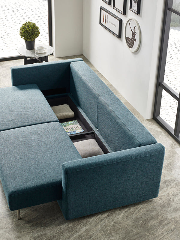 VIG Furniture Divani Casa Fredonia Modern Blue-Green Fabric Sofa Bed w/ Storage VGMB-1901-BG