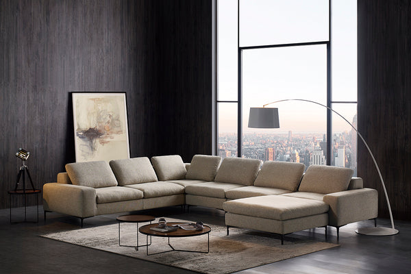 VIG Furniture Divani Casa Cascade - Modern Beige Fabric U Shaped Sectional Sofa VGMB-C002-BGE