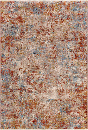 Mirabel MBE-2300 Modern Polyester Rug MBE2300-6796 Peach, Burnt Orange, Cream, Dark Brown, Saffron, Taupe, Light Gray, Rose, Denim, Sky Blue 100% Polyester 6'7" x 9'6"