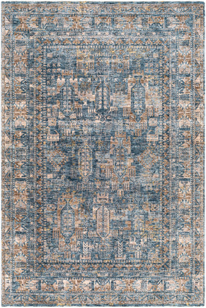 Mirabel MBE-2301 Traditional Polyester Rug MBE2301-710RD Navy, Denim, Cream, Dark Brown, Saffron, Taupe, Light Gray 100% Polyester 7'10" Round