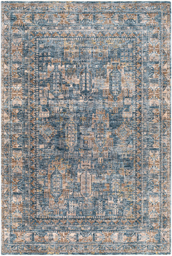 Mirabel MBE-2301 Traditional Polyester Rug MBE2301-710RD Navy, Denim, Cream, Dark Brown, Saffron, Taupe, Light Gray 100% Polyester 7'10" Round