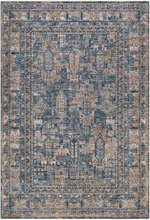 Mirabel MBE-2301 Traditional Polyester Rug MBE2301-9122 Navy, Denim, Cream, Dark Brown, Saffron, Taupe, Light Gray 100% Polyester 9' x 12'2"