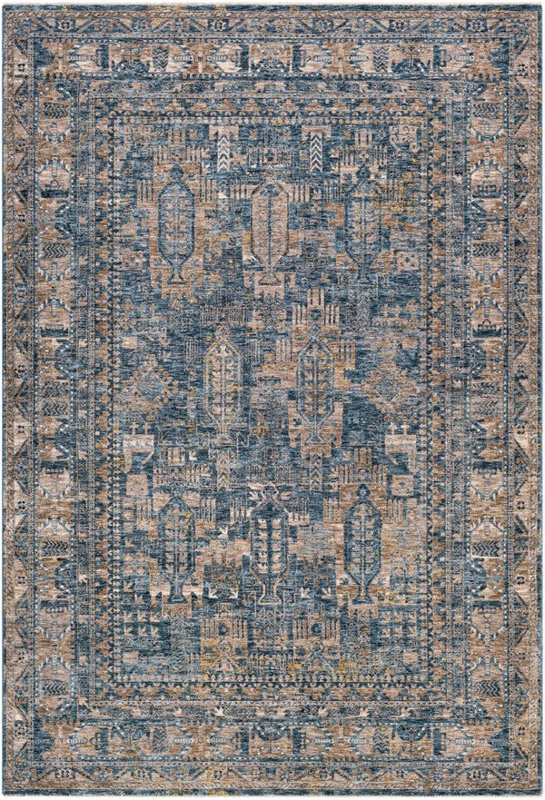 Mirabel MBE-2301 Traditional Polyester Rug MBE2301-9122 Navy, Denim, Cream, Dark Brown, Saffron, Taupe, Light Gray 100% Polyester 9' x 12'2"