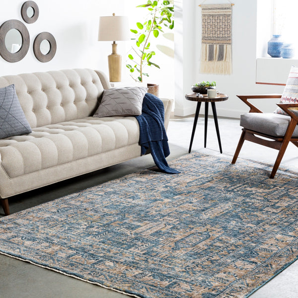 Mirabel MBE-2301 Traditional Polyester Rug MBE2301-9122 Navy, Denim, Cream, Dark Brown, Saffron, Taupe, Light Gray 100% Polyester 9' x 12'2"