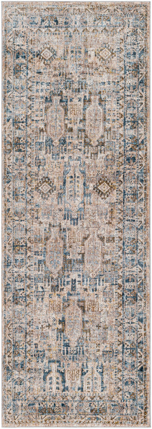 Mirabel MBE-2302 Traditional Polyester Rug MBE2302-2773 Navy, Denim, Cream, Dark Brown, Saffron, Taupe, Light Gray 100% Polyester 2'7" x 7'3"