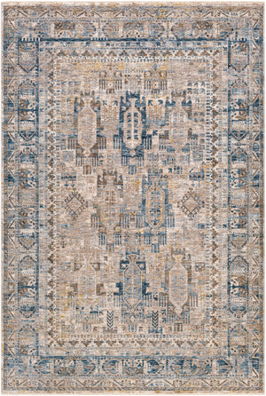 Mirabel MBE-2302 Traditional Polyester Rug MBE2302-9122 Navy, Denim, Cream, Dark Brown, Saffron, Taupe, Light Gray 100% Polyester 9' x 12'2"