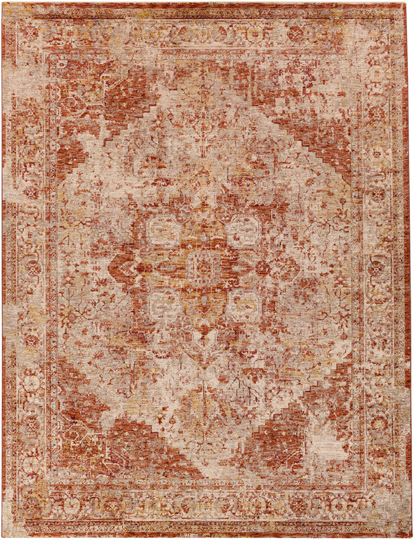 Mirabel MBE-2304 Traditional Polyester Rug MBE2304-710103 Peach, Burnt Orange, Cream, Dark Brown, Saffron, Taupe, Light Gray, Rose 100% Polyester 7'10" x 10'3"