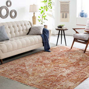 Mirabel MBE-2304 Traditional Polyester Rug MBE2304-9122 Peach, Burnt Orange, Cream, Dark Brown, Saffron, Taupe, Light Gray, Rose 100% Polyester 9' x 12'2"